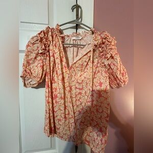 Elegant Floral Puff Sleeve Blouse